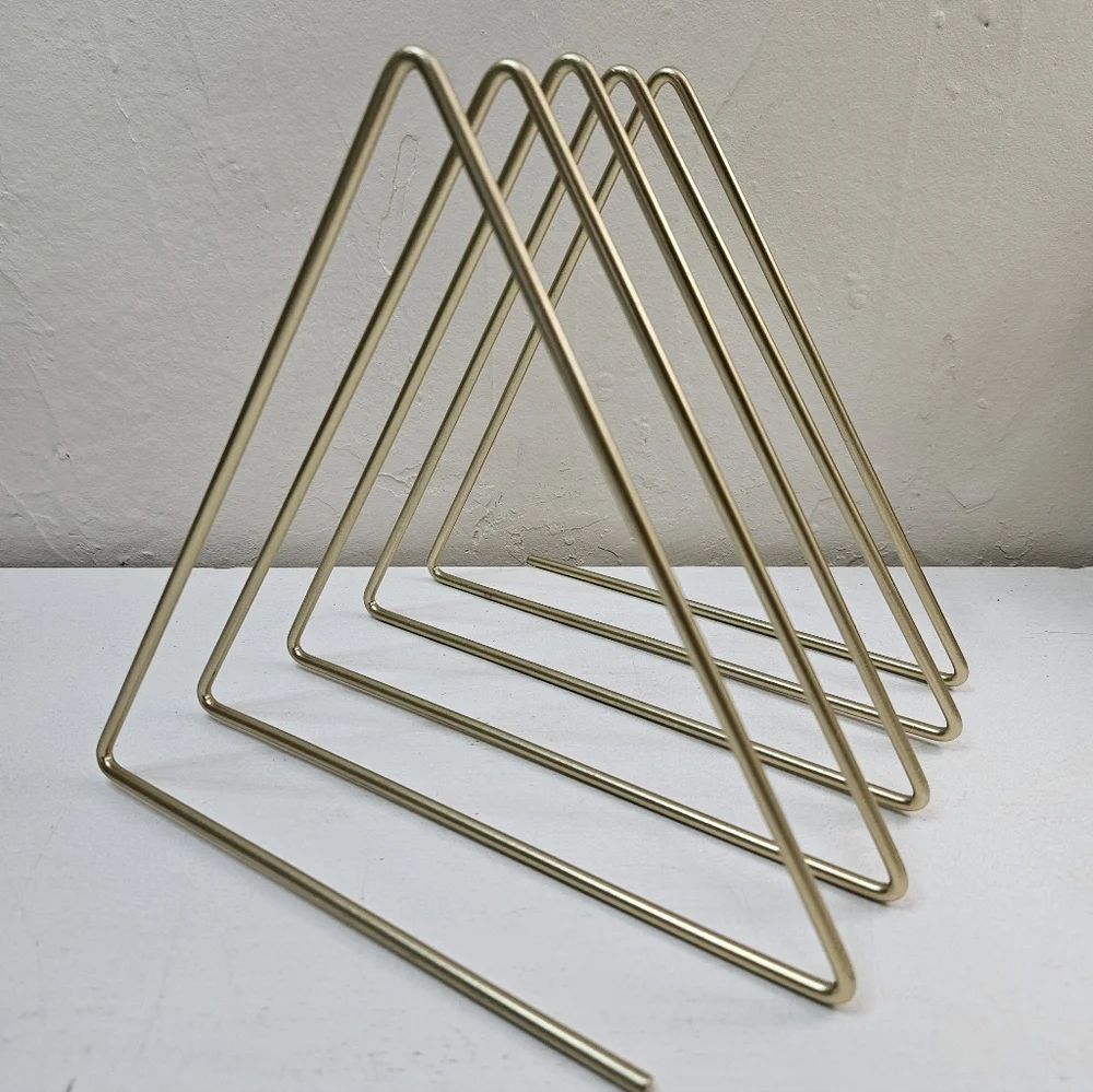 Gold Triangle Metal Organizer For Files Books - Picture 1 of 3